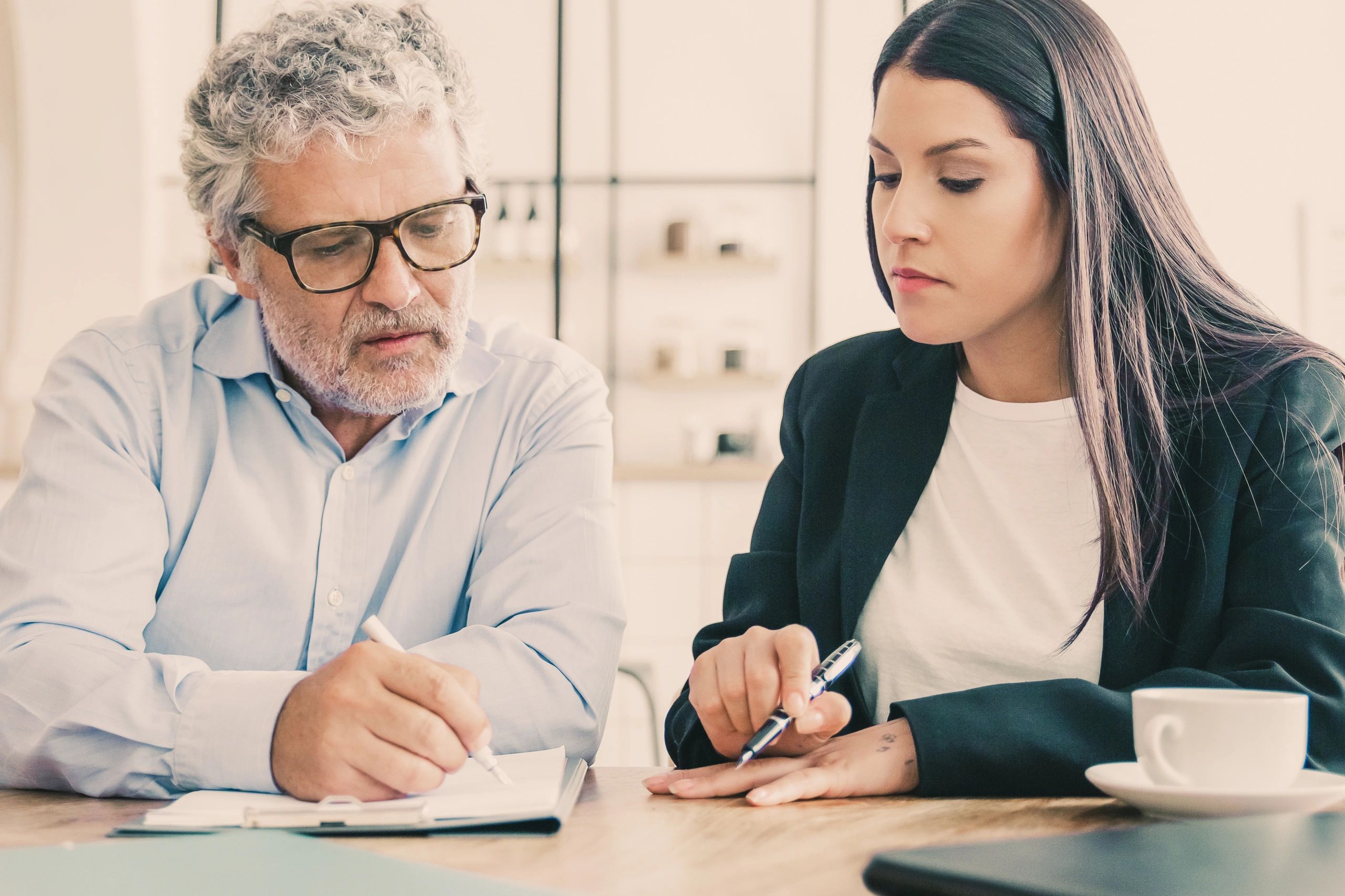 Client reviewing tax documents with an advisor during a consultation
