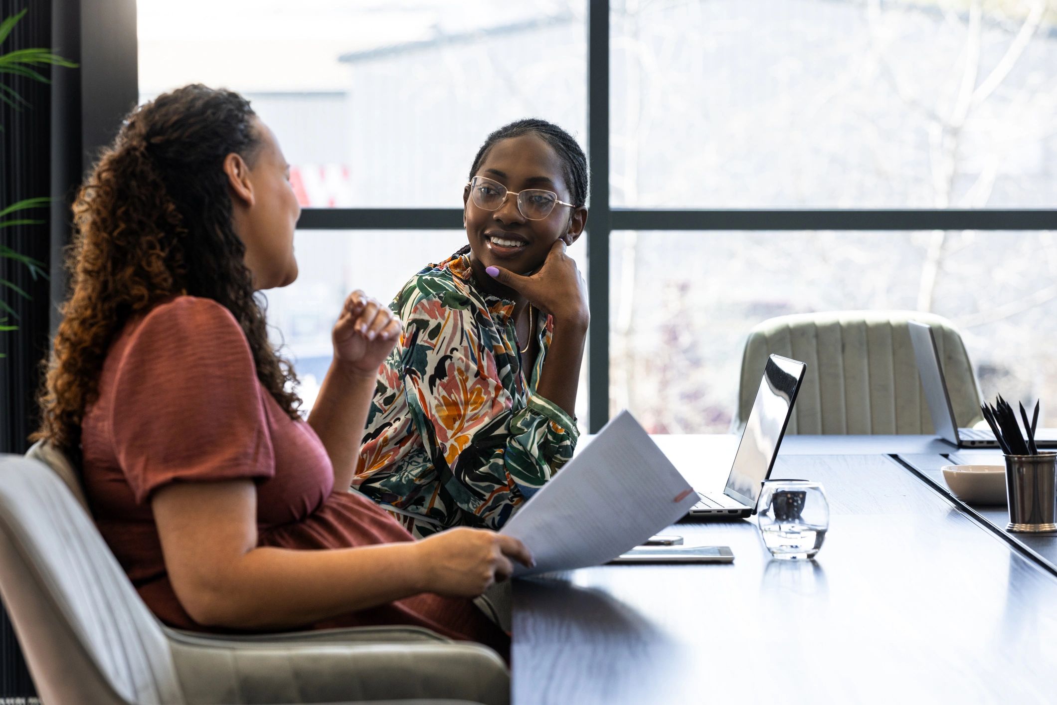 Business consultation in office representing client communications and information collection
